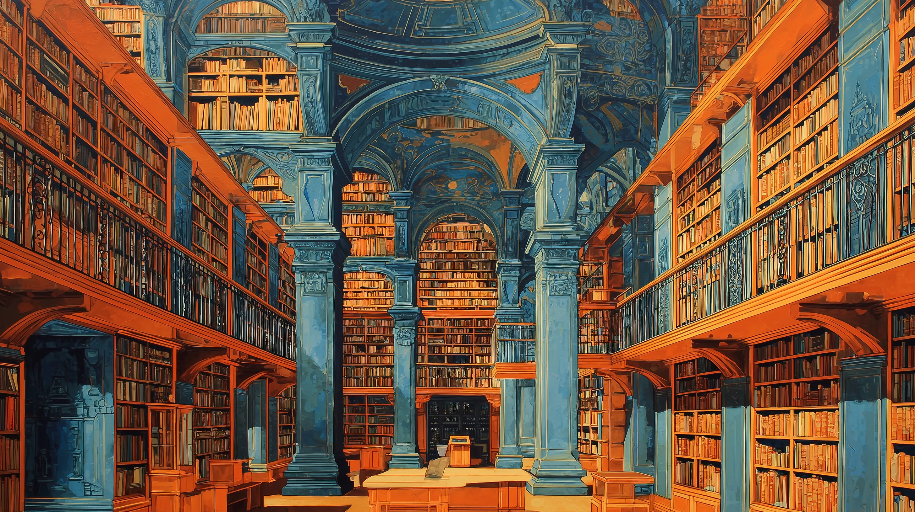 Vibrant Architectural Library Illustration