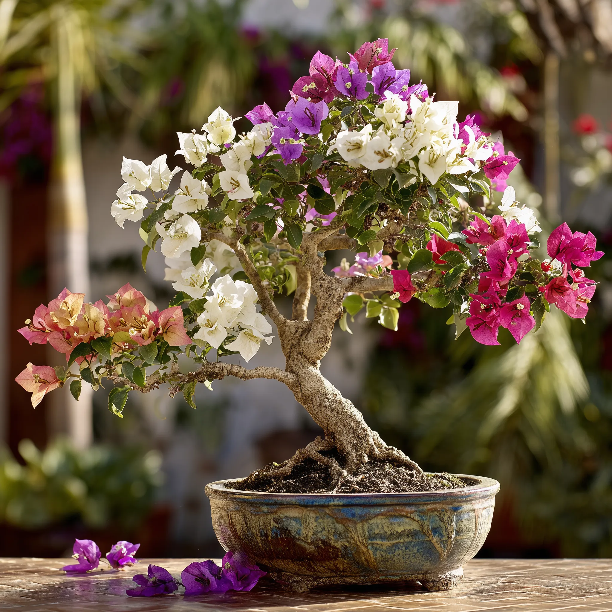 Bougainvillea Bonsai with Multicolor Blossoms