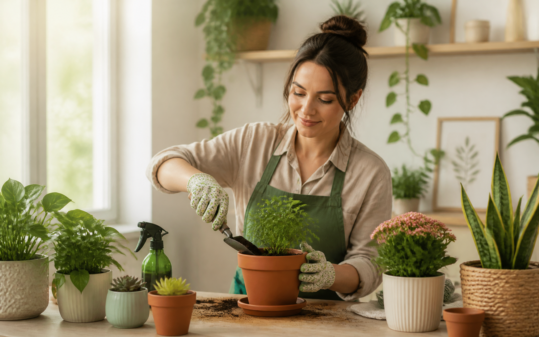 Person engaged in gardening at home