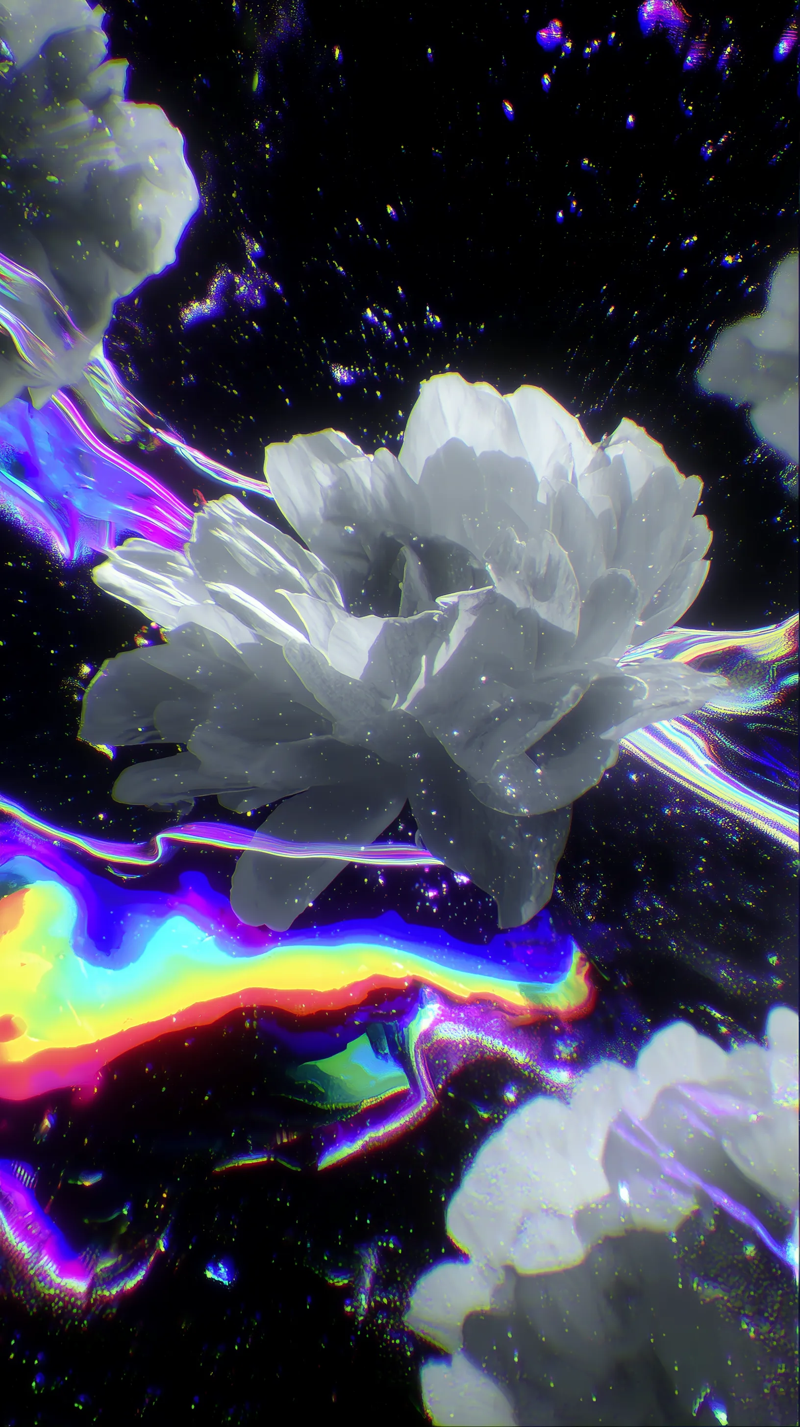 Abstract Glitch Bloom in Space