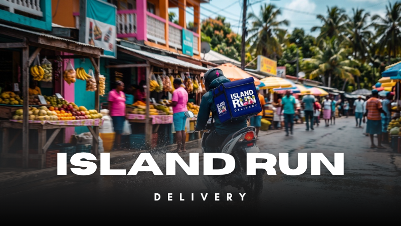 Island Run Delivery Courier on Tropical Street