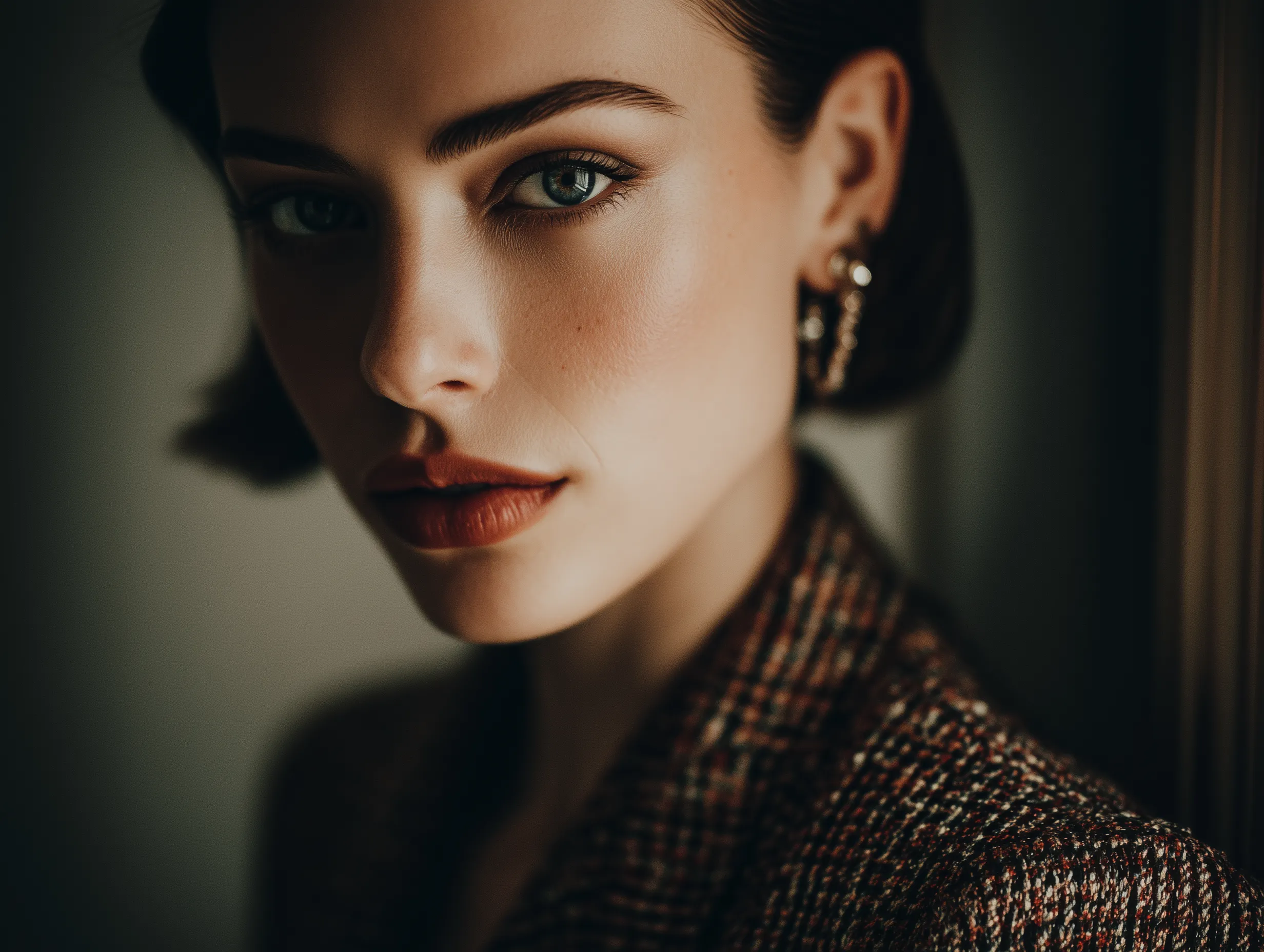 Elegant Cinematic Close-up Portrait of a Woman
