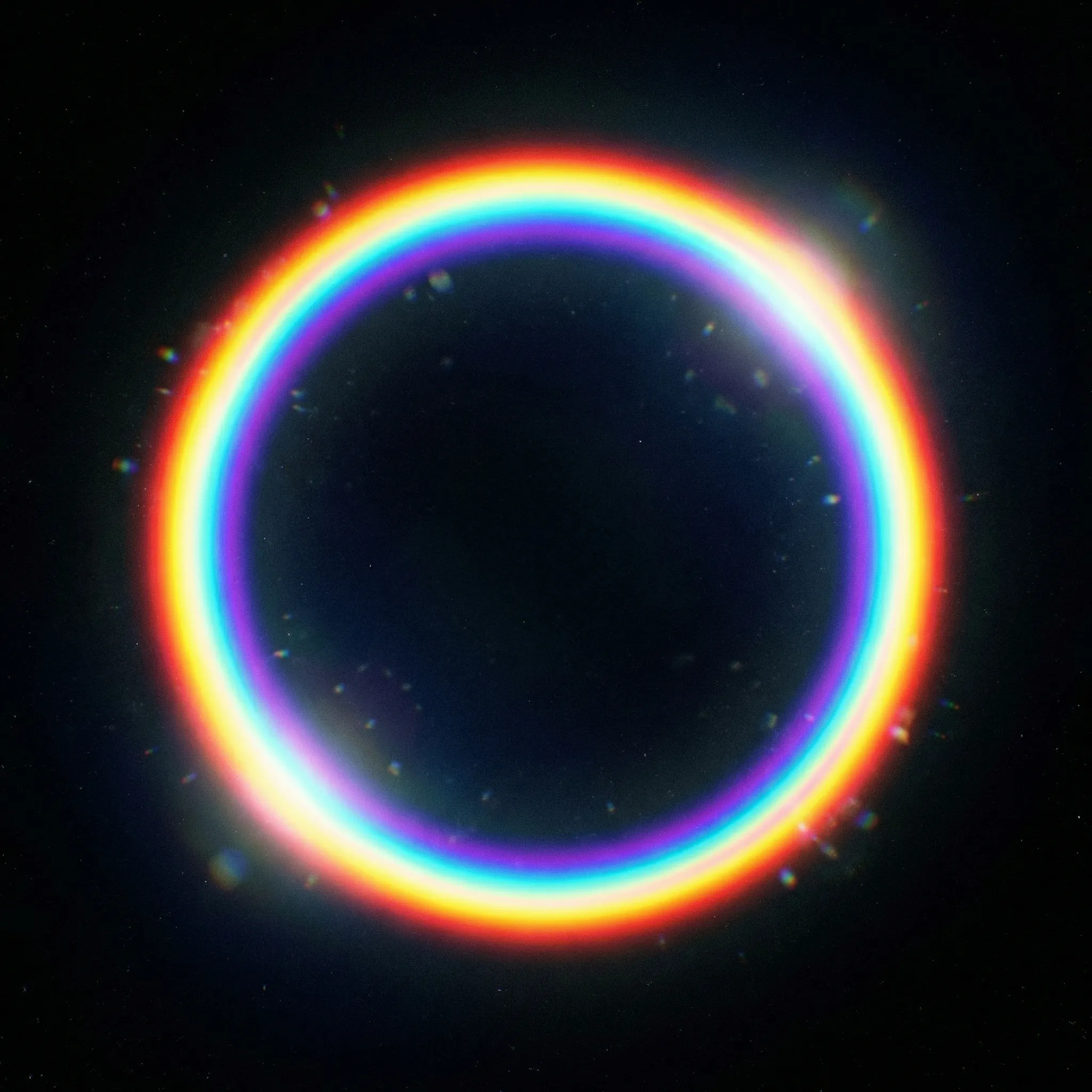 Glowing Neon Rainbow Ring on Dark Background