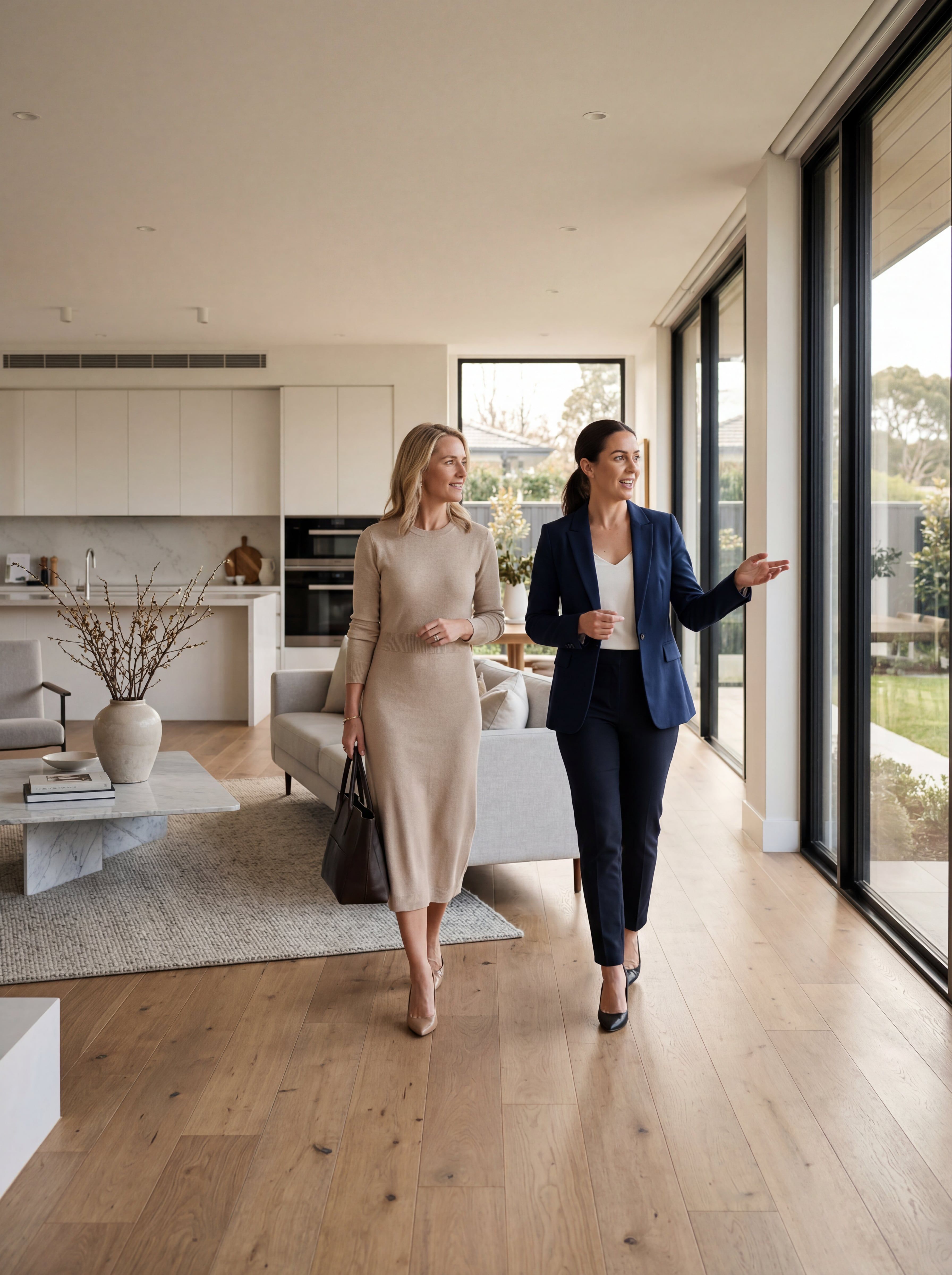 Real Estate Agent Showing Modern Home to Client