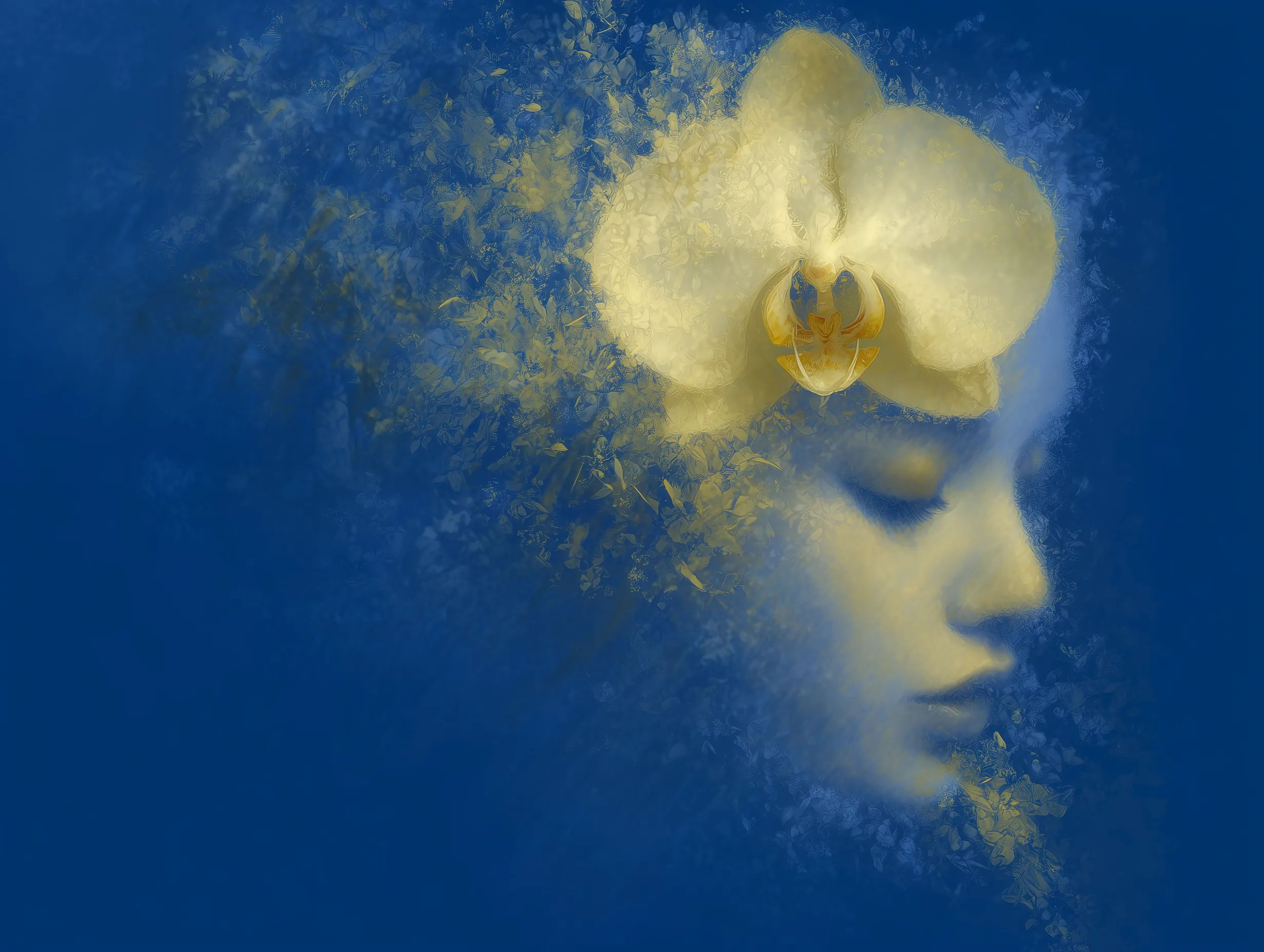 Surreal Woman Portrait with Orchid