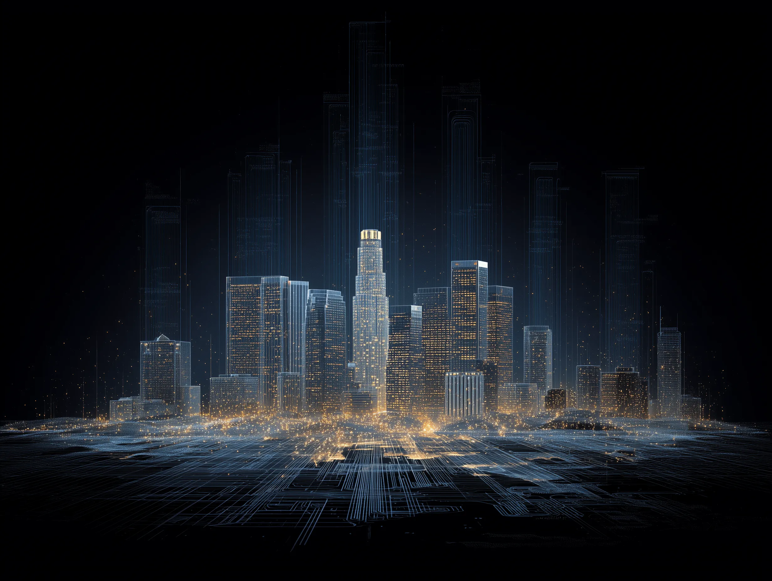 Futuristic Digital City Skyline