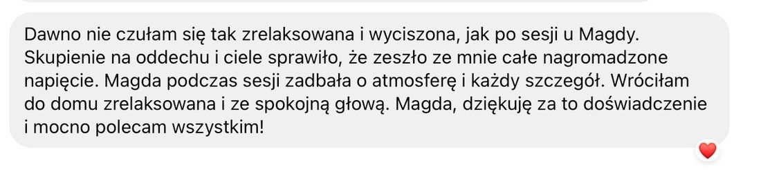 Wiadomość od uczestniczki sesji stacjonarnej
