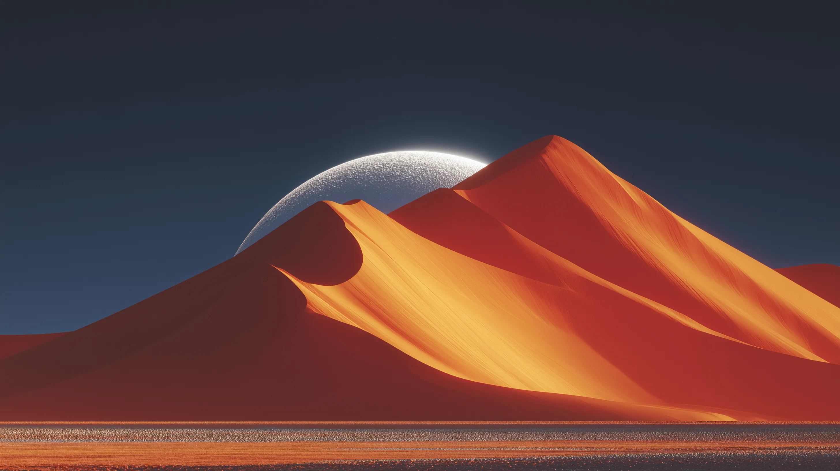 Glowing Desert Dunes Under a Moonlit Sky