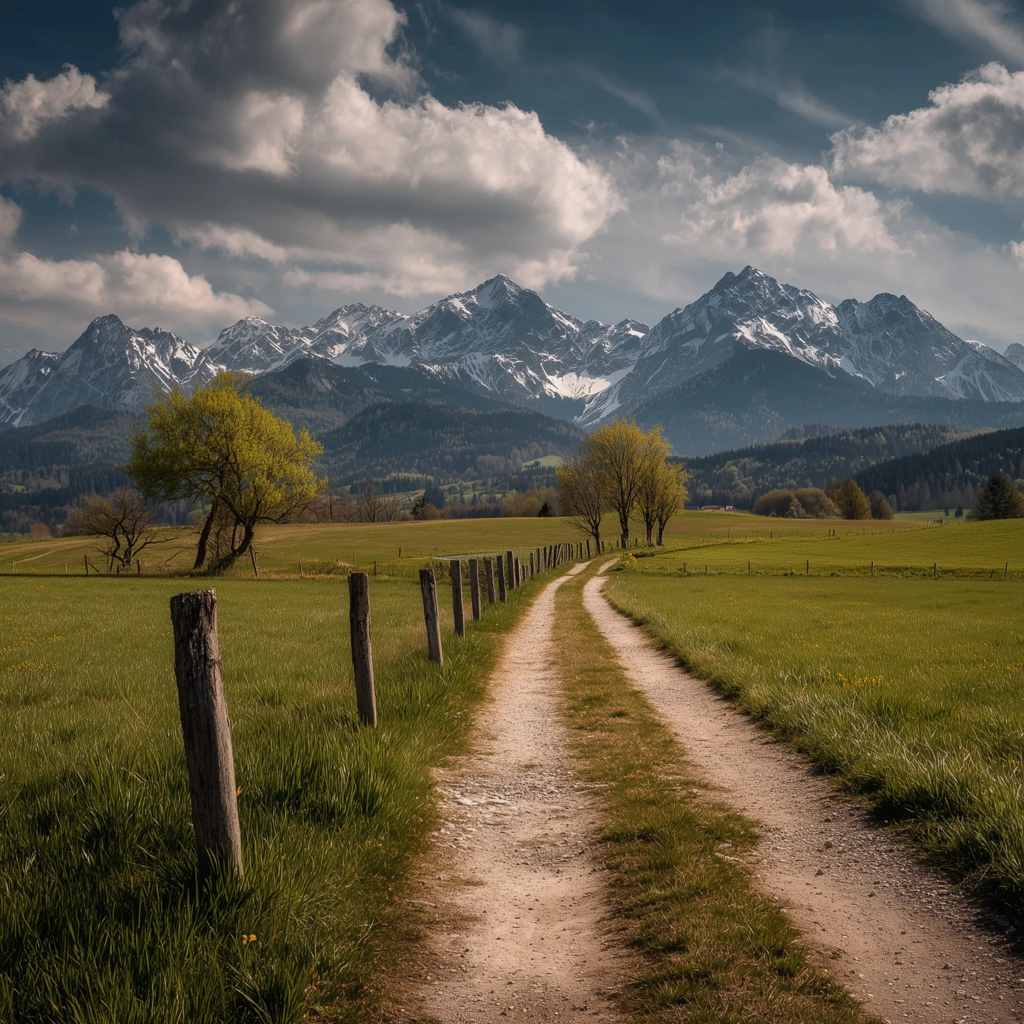 Country Road to Snow-Capped Mountains