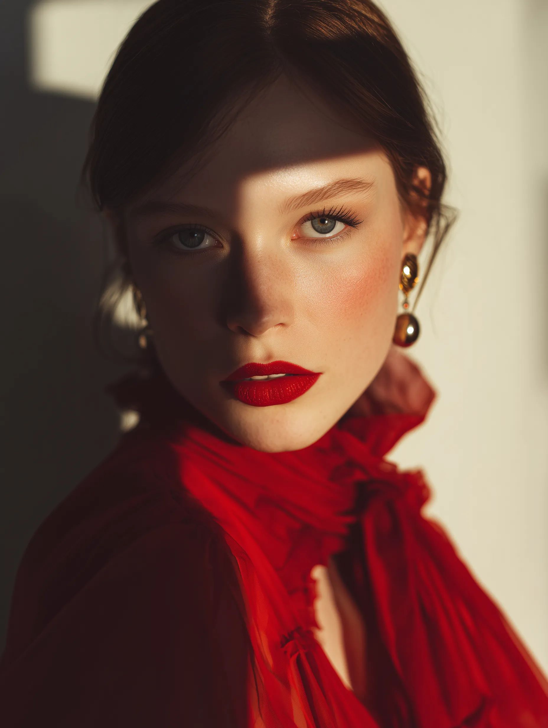 Elegant Portrait with Dramatic Shadow Play