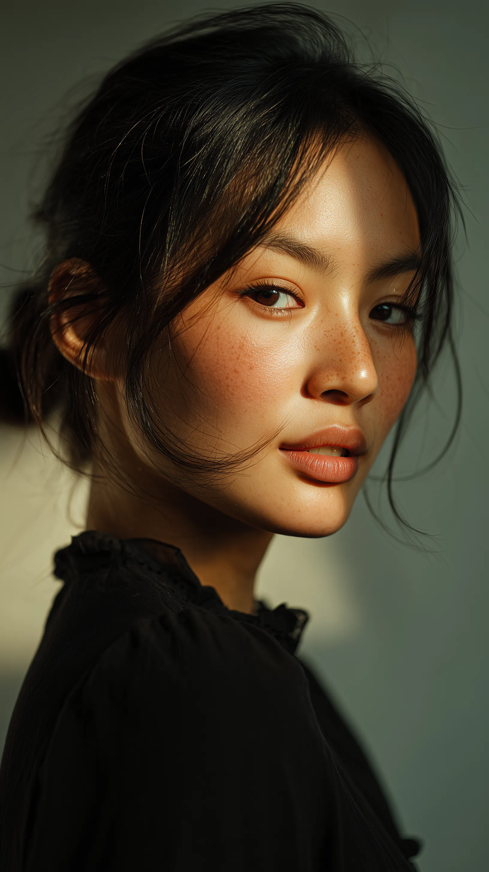 Warm portrait of woman in soft side light