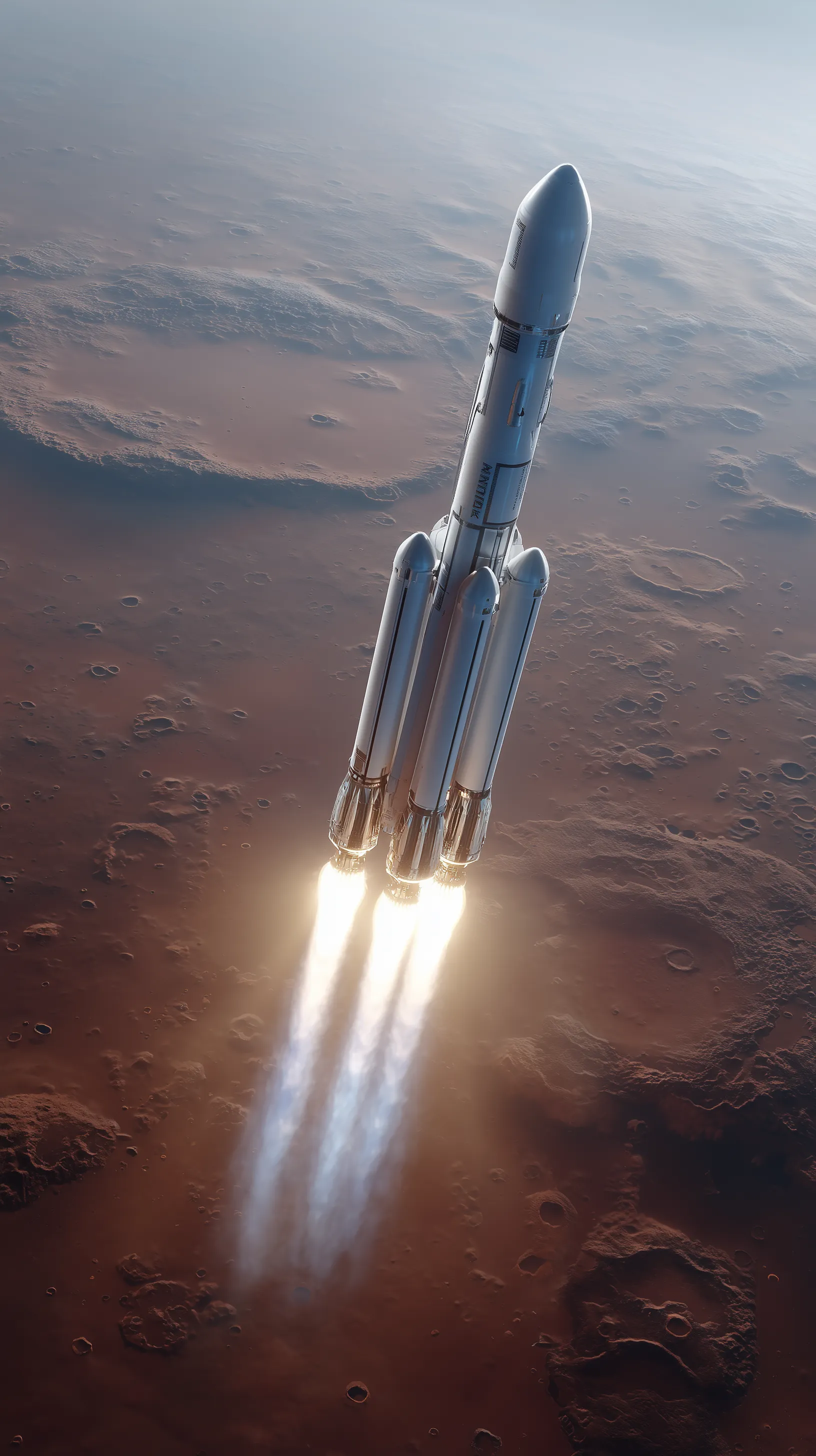 Rocket Launch Over Martian Surface