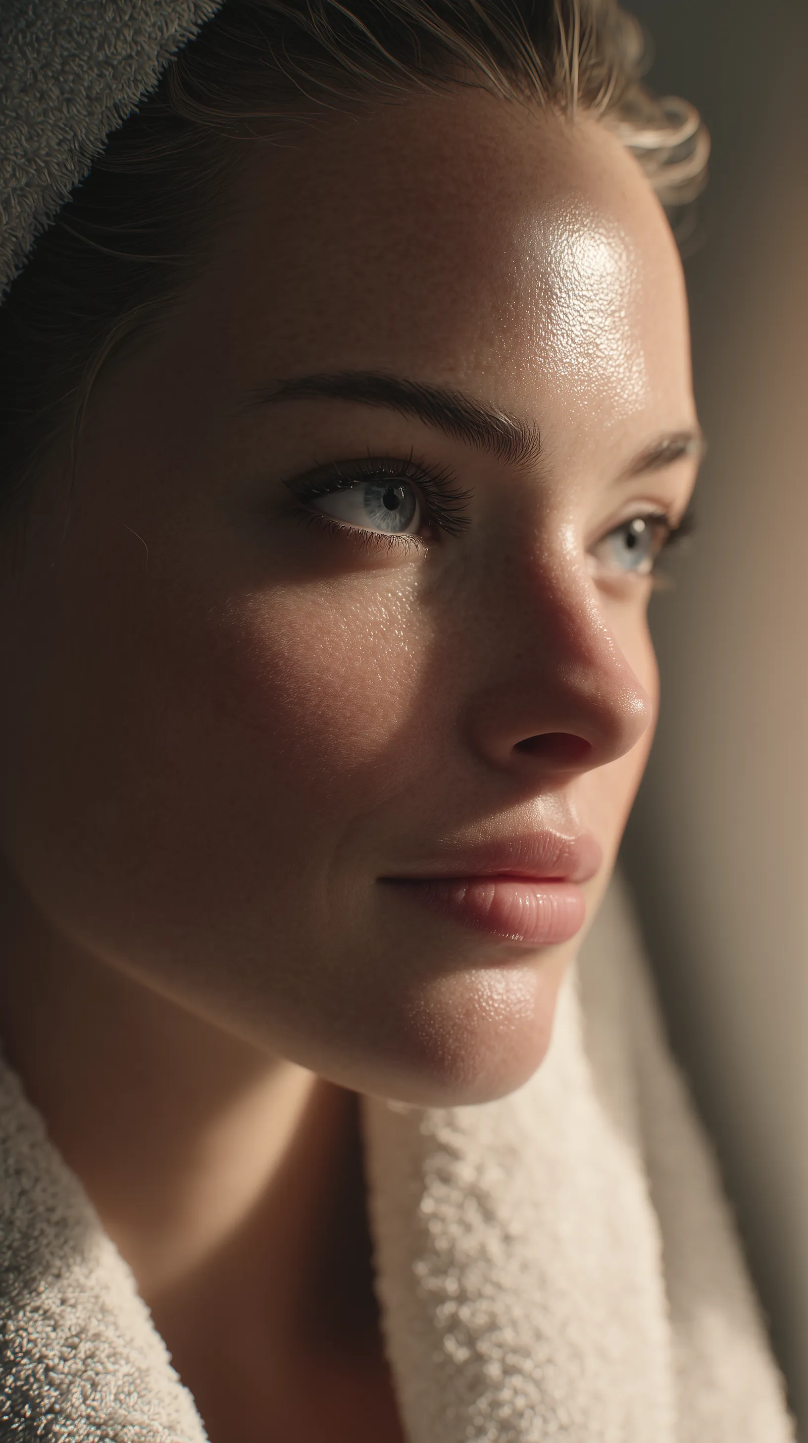 Close-up Portrait of Woman with Dewy Skin