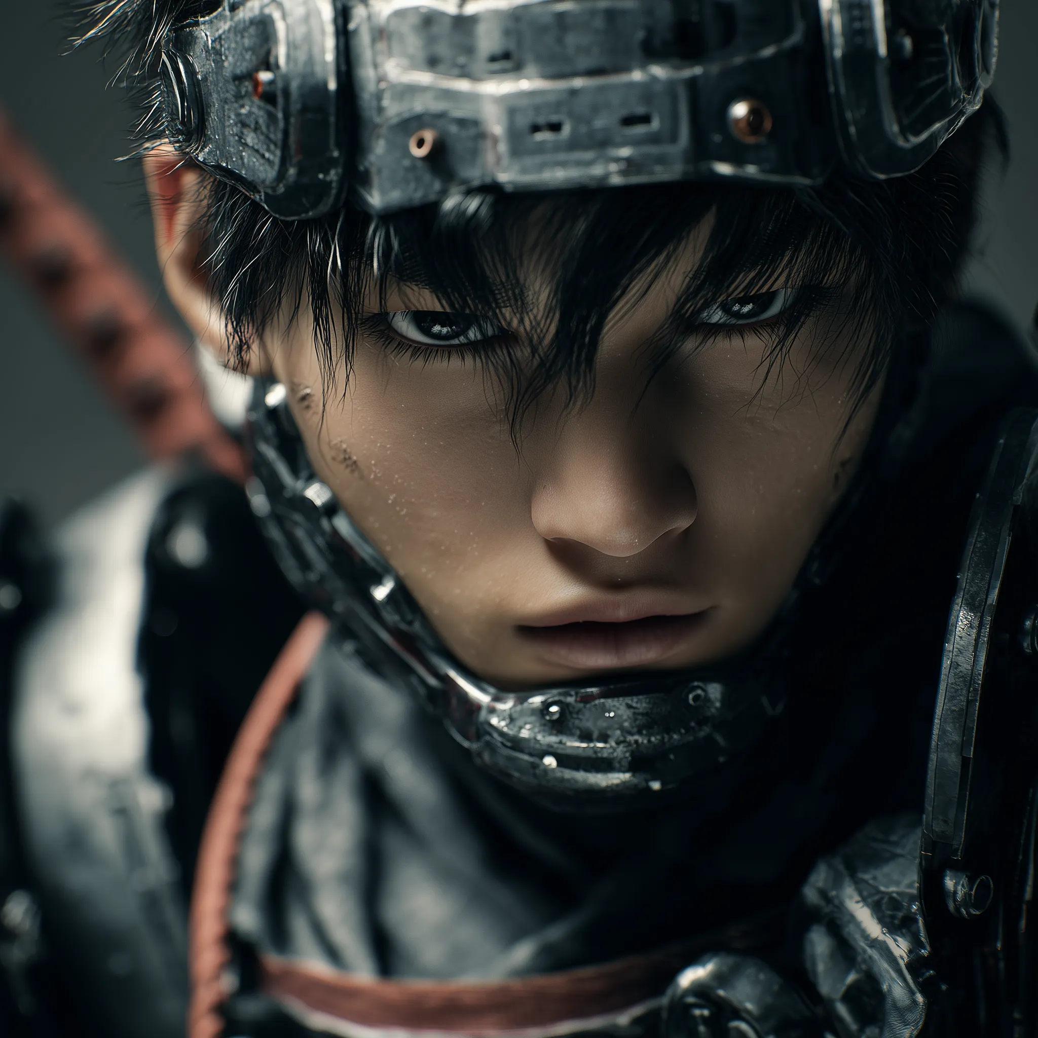 Cyberpunk Warrior Close-Up Portrait