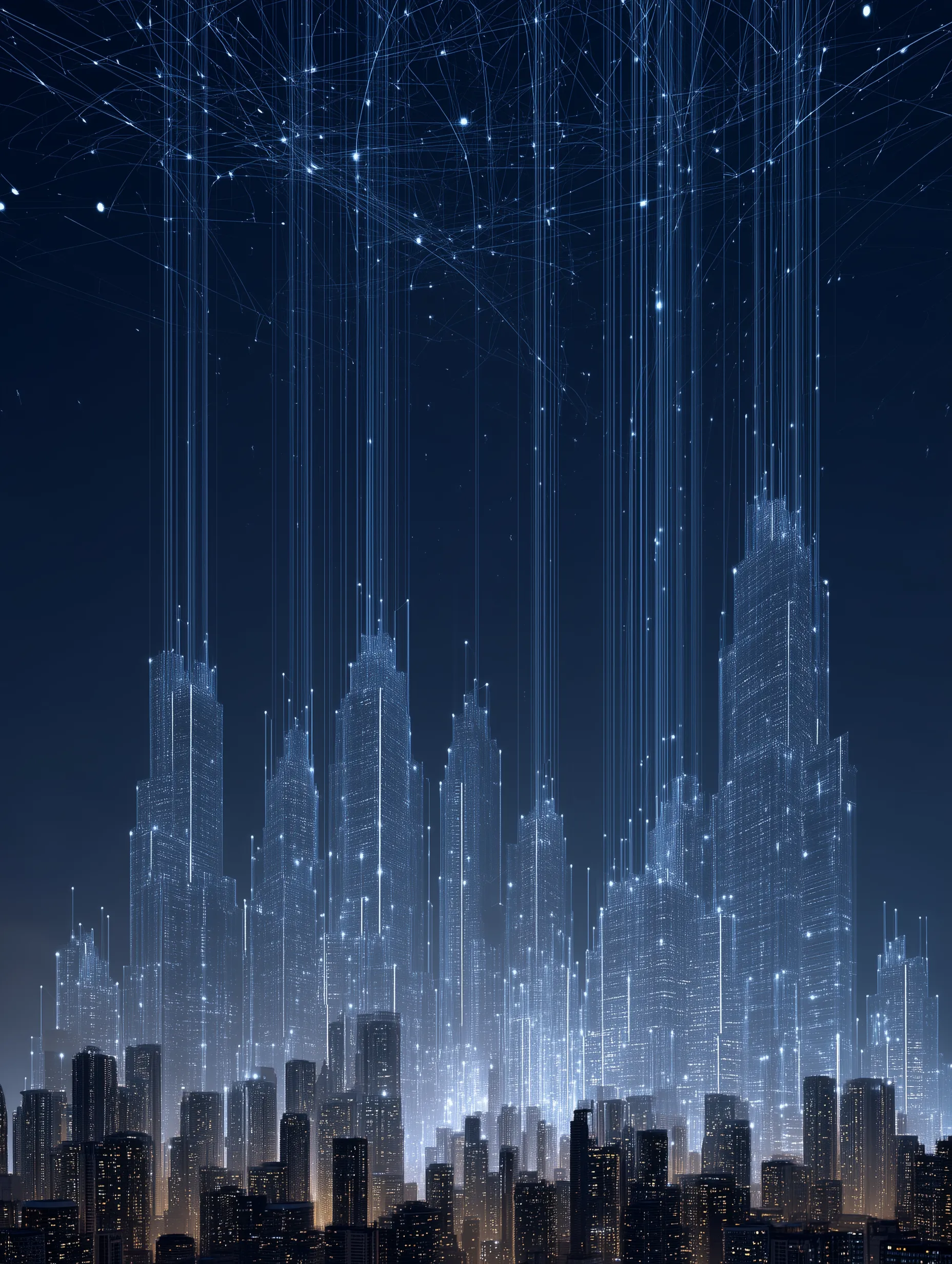 Futuristic Networked City Skyline