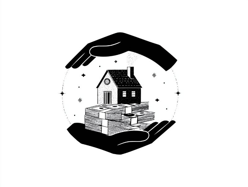 Protective hands over house and money illustration