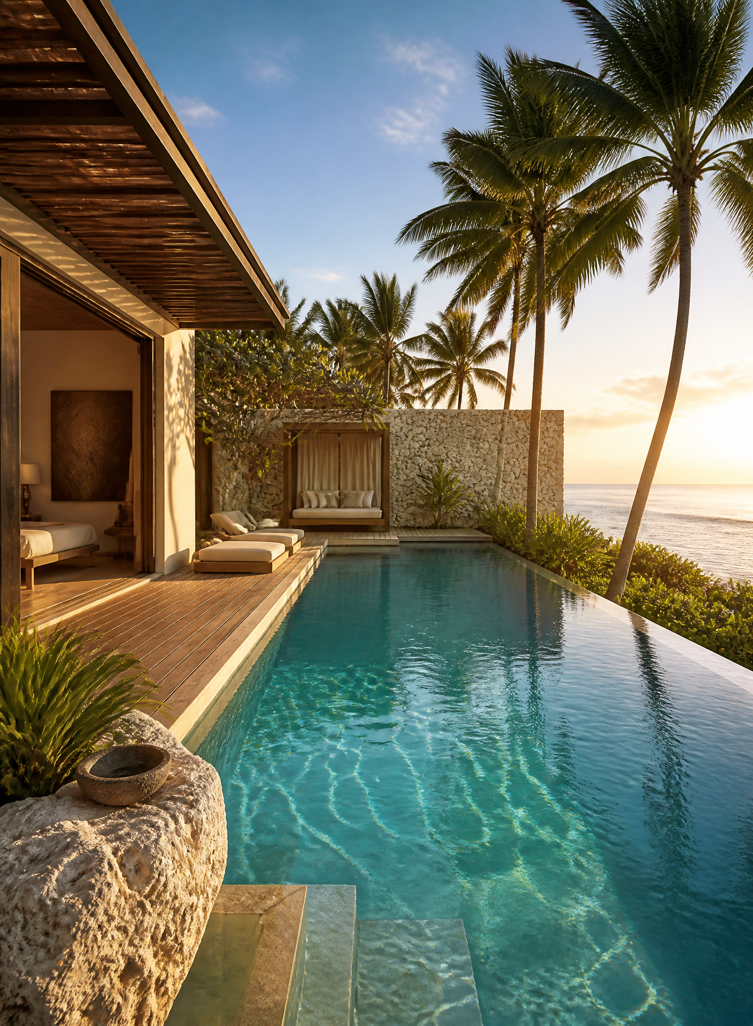 Luxury Tropical Villa with Infinity Pool at Sunset