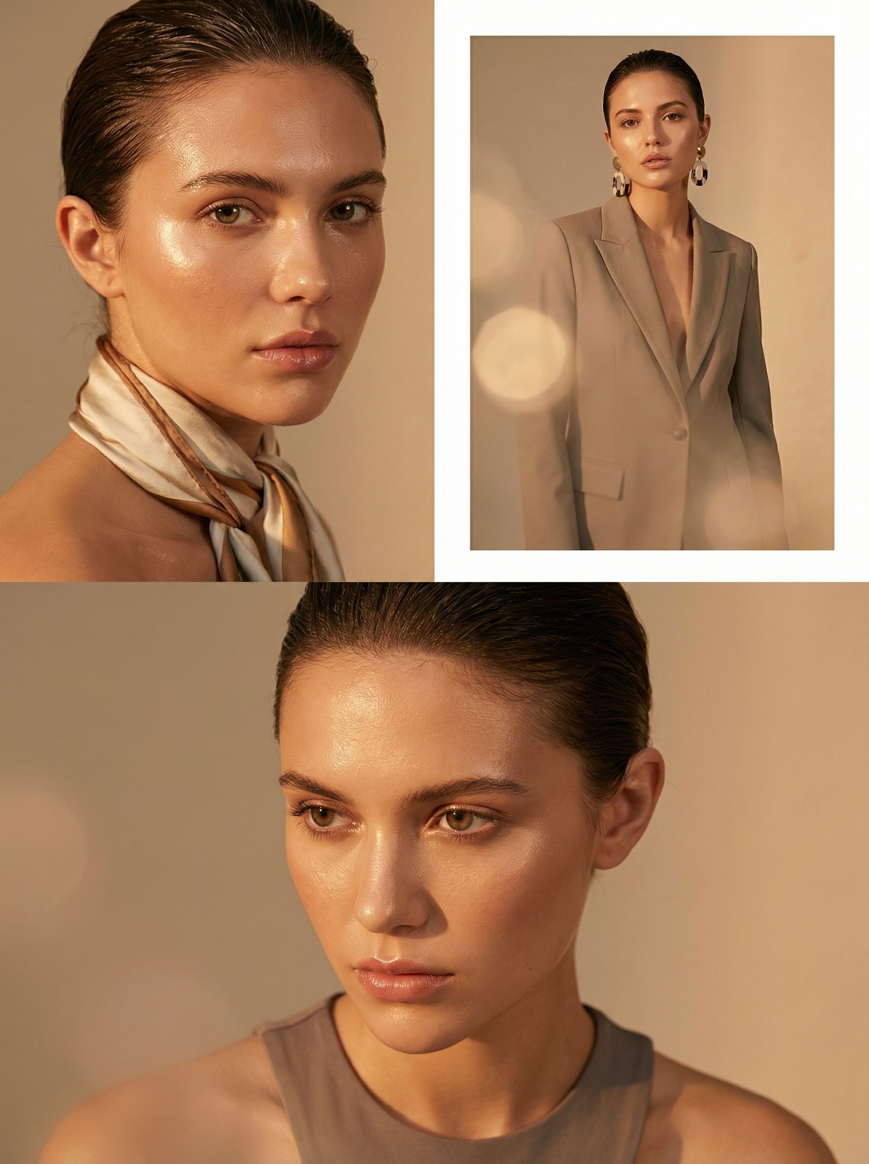 Minimalist fashion beauty portrait collage