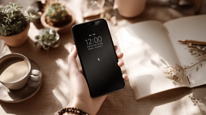 Composición minimalista con smartphone y café