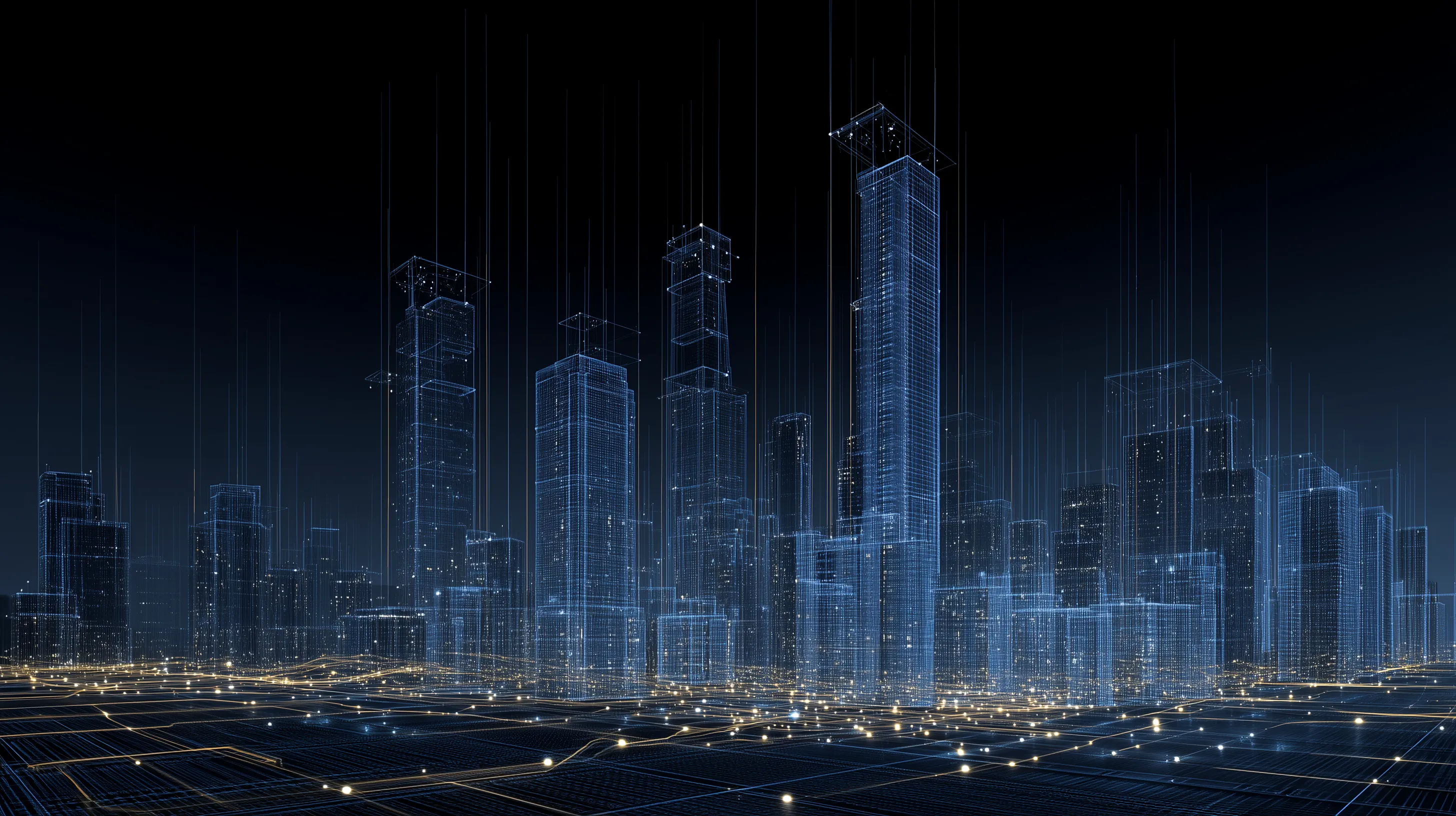 Futuristic Digital Smart City Skyline