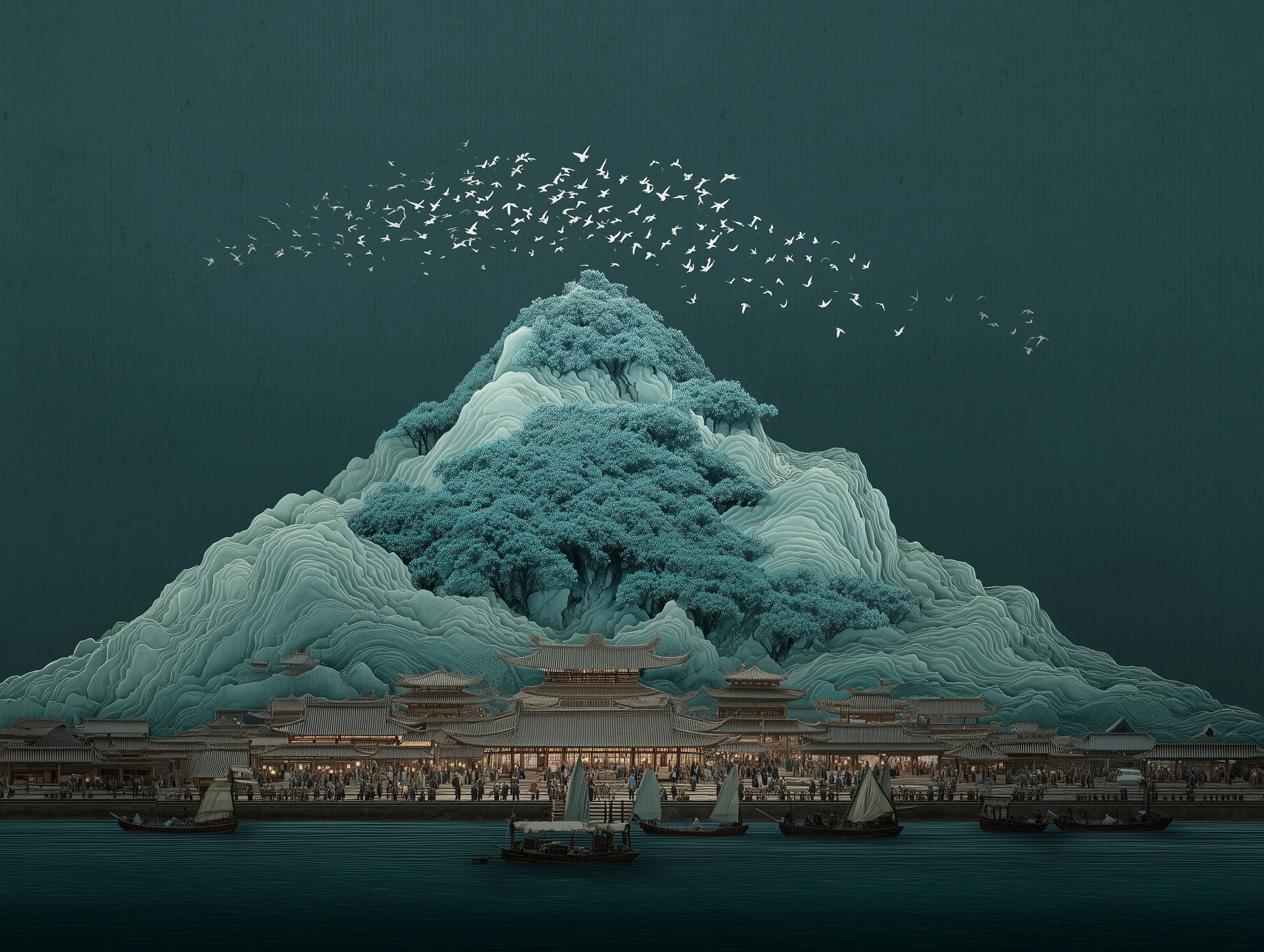 Traditional East Asian Coastal Landscape Art