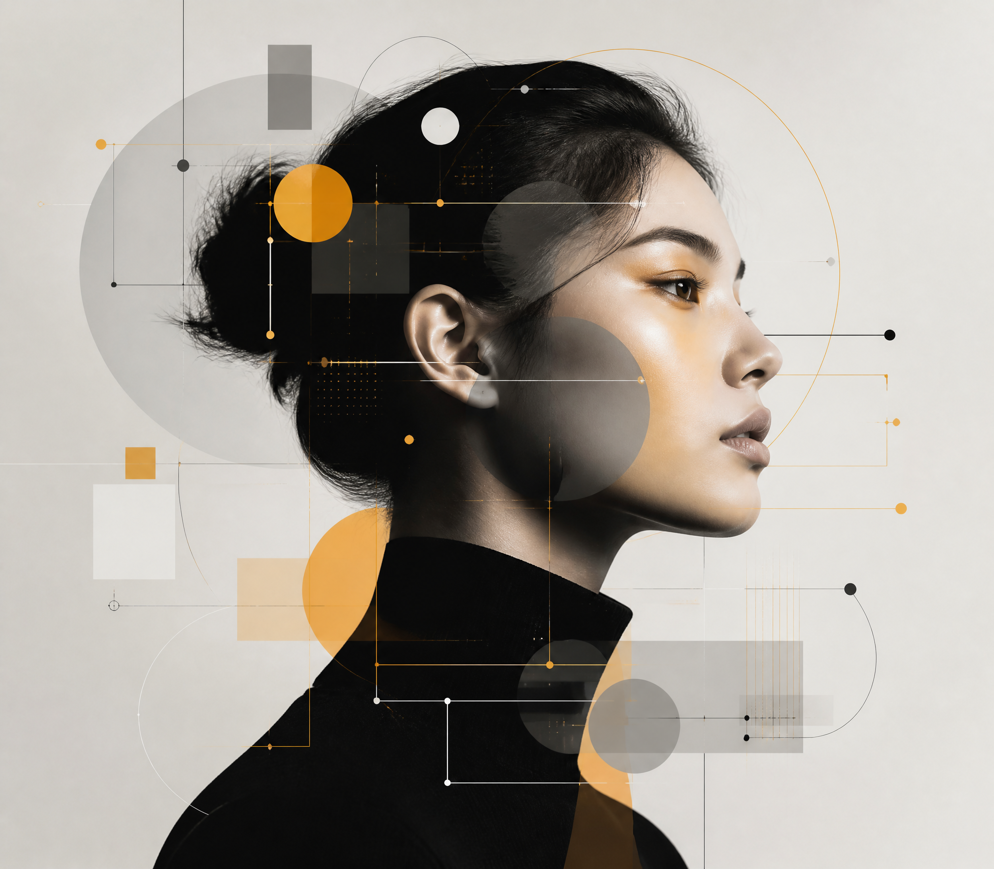 Geometric Portrait of Woman in Profile