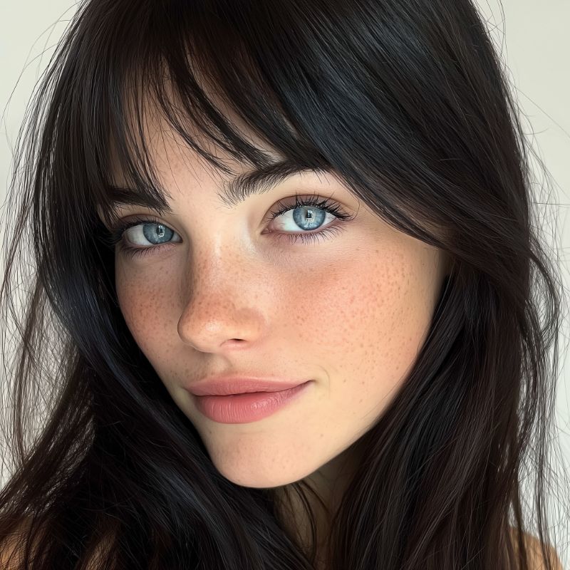 Close-up portrait of freckled woman