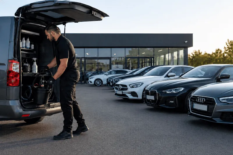 Mobile Auto Detailing Service at Car Dealership