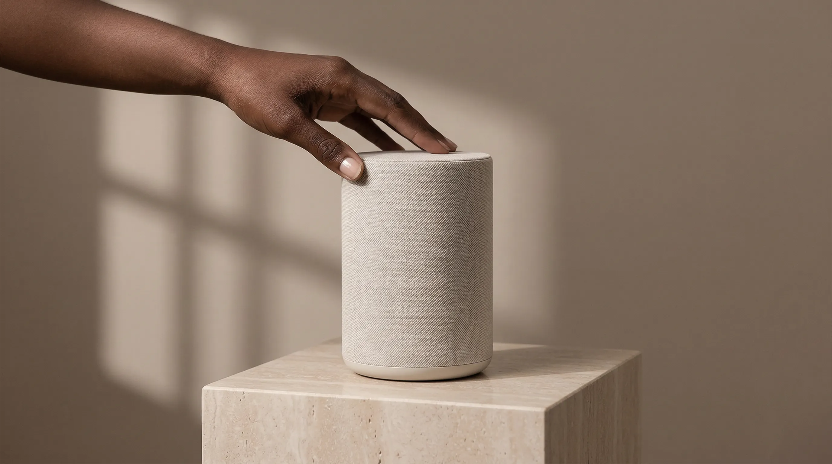 Hand Adjusting Minimal Smart Speaker