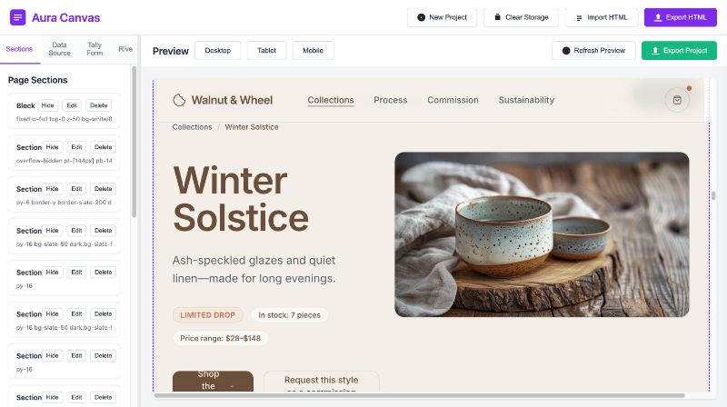 Aura Canvas - Import HTML