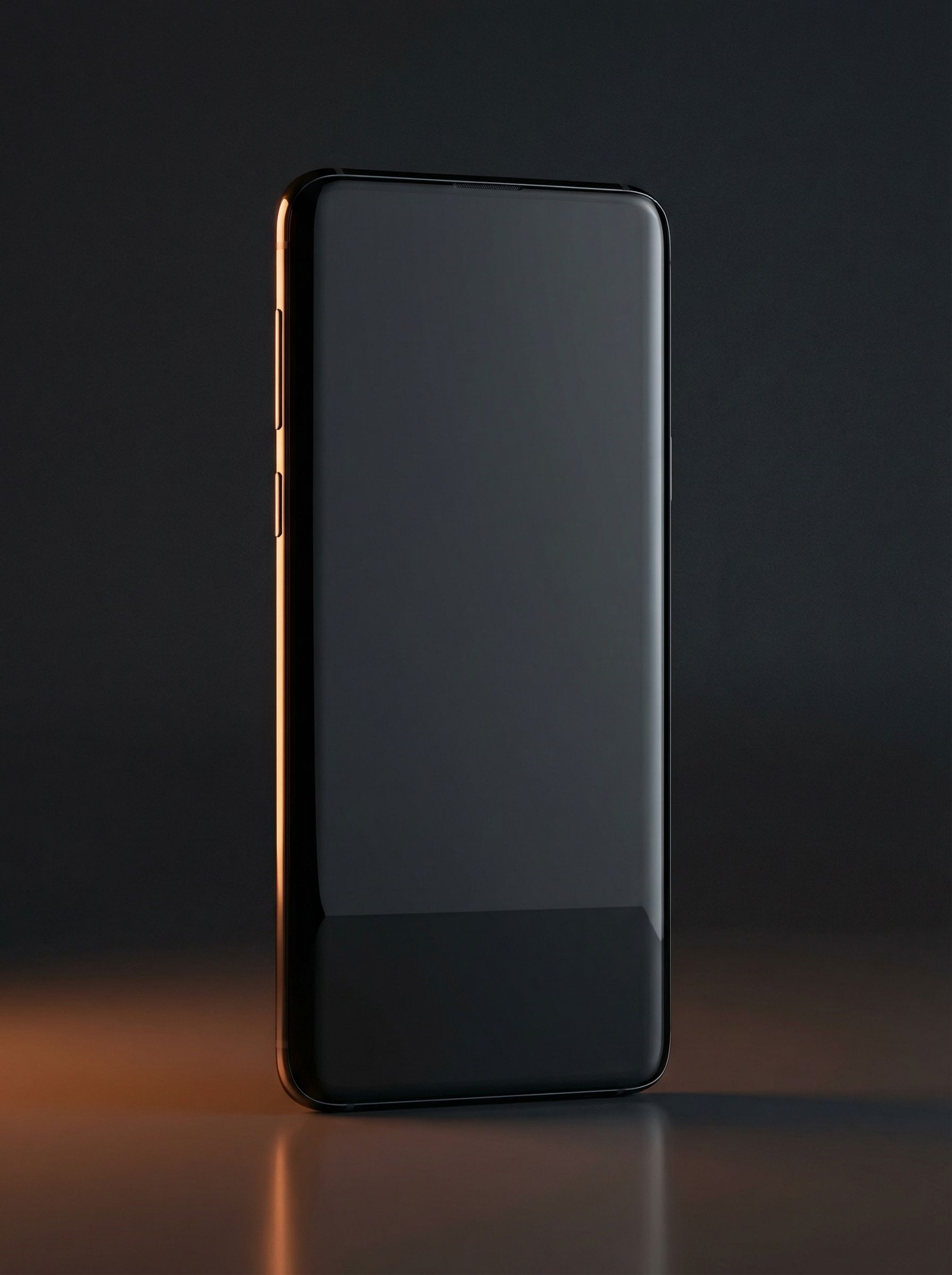 Bezel-less smartphone on dark background