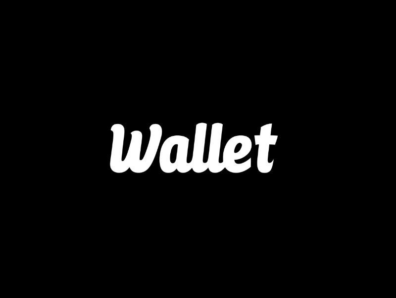 White "Wallet" wordmark on black background