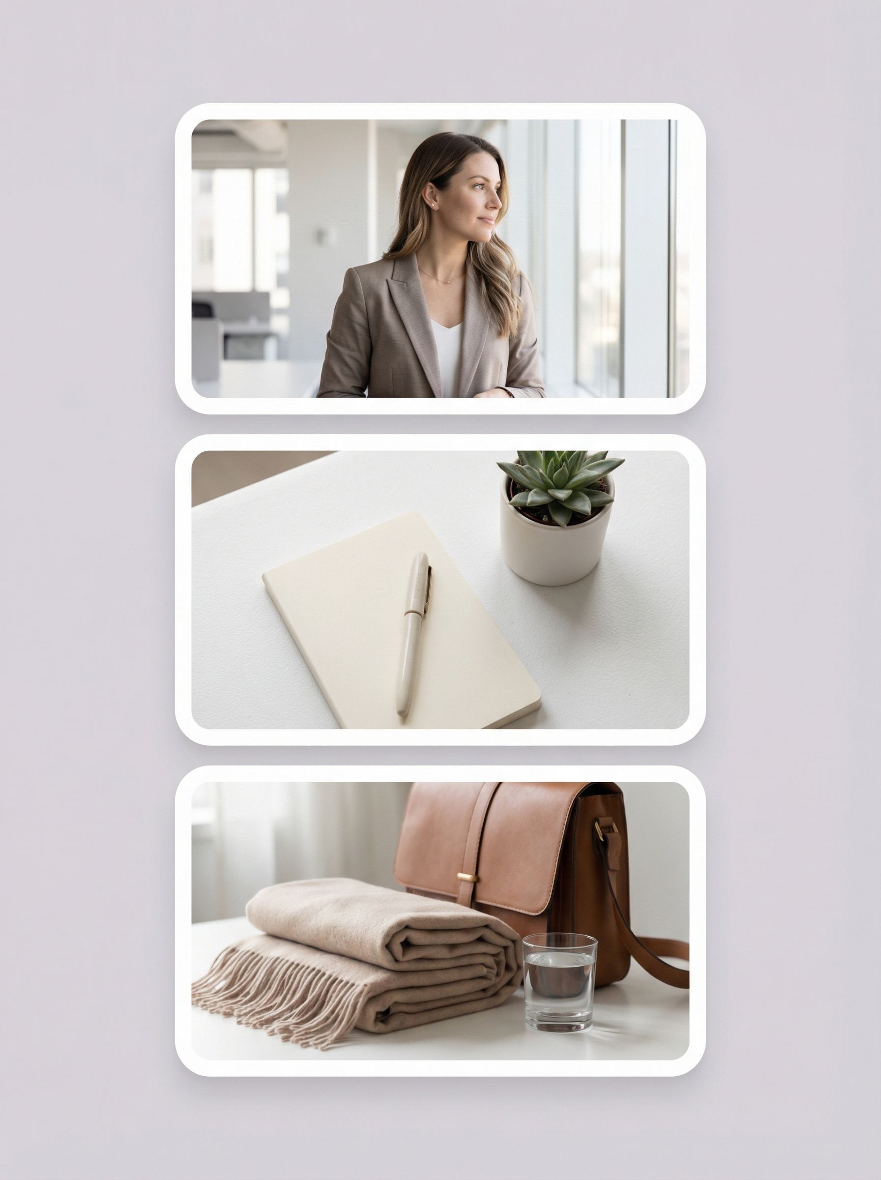 Minimalist lifestyle and workspace collage