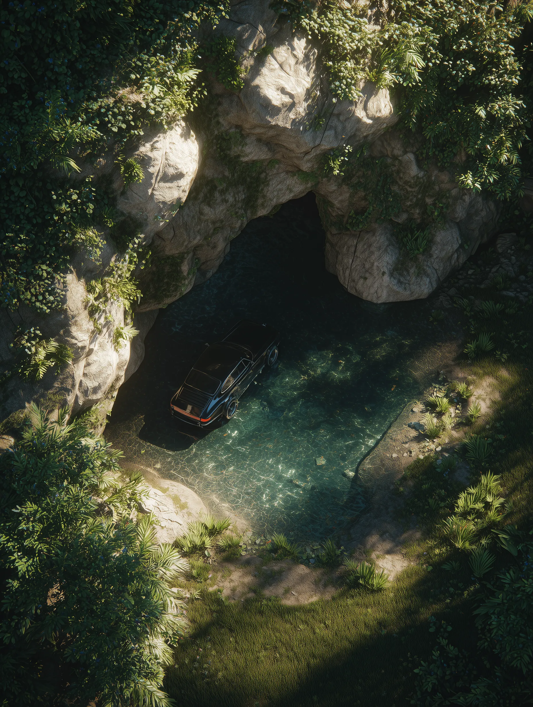 Classic Car at Jungle Cave Lagoon