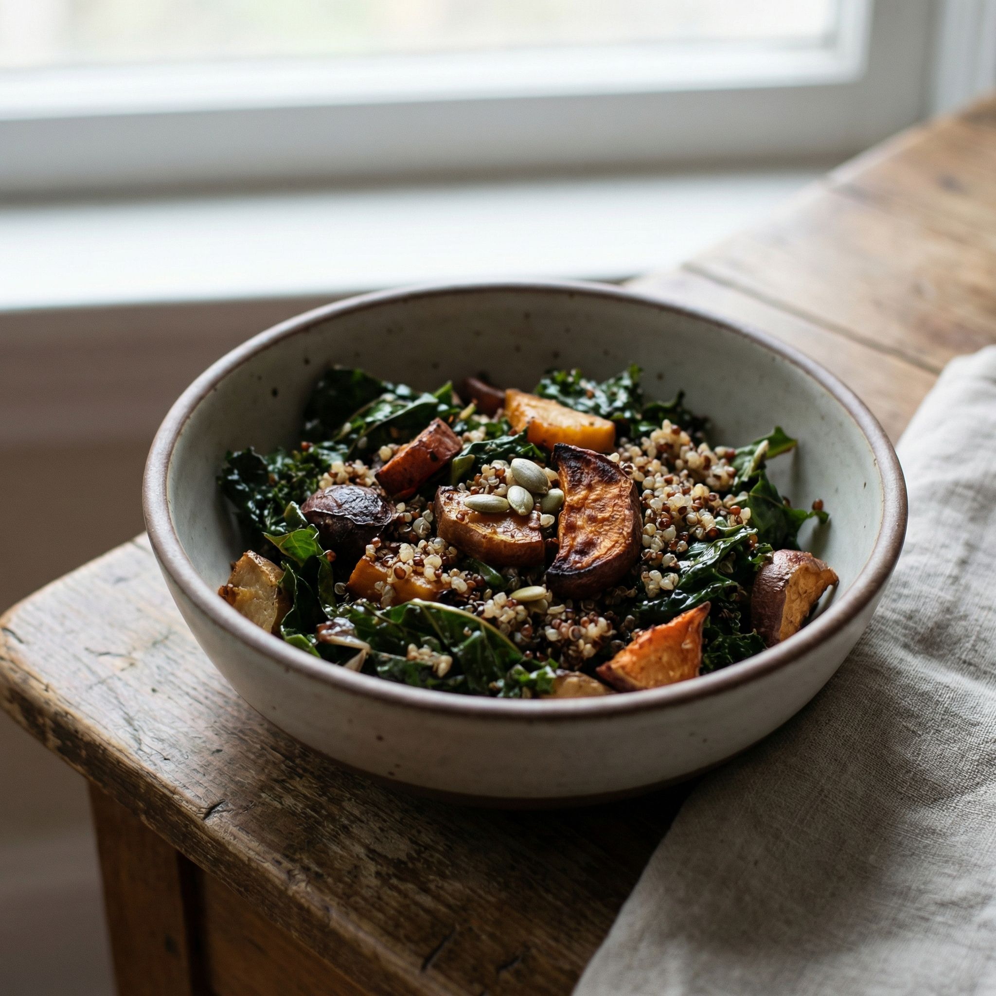 Rustic quinoa and roasted vegetable salad