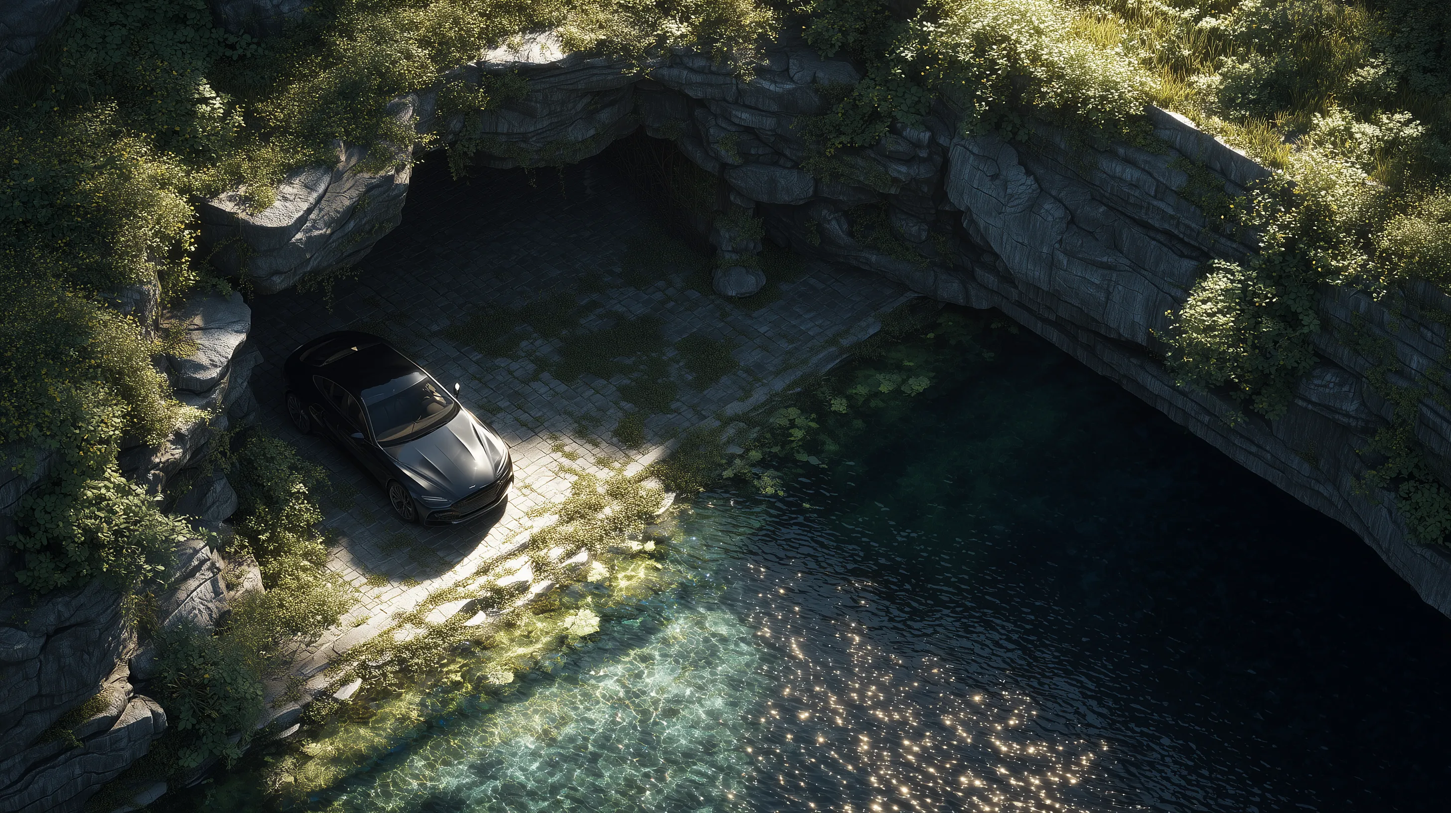 Luxury Car by Hidden Cave Pool