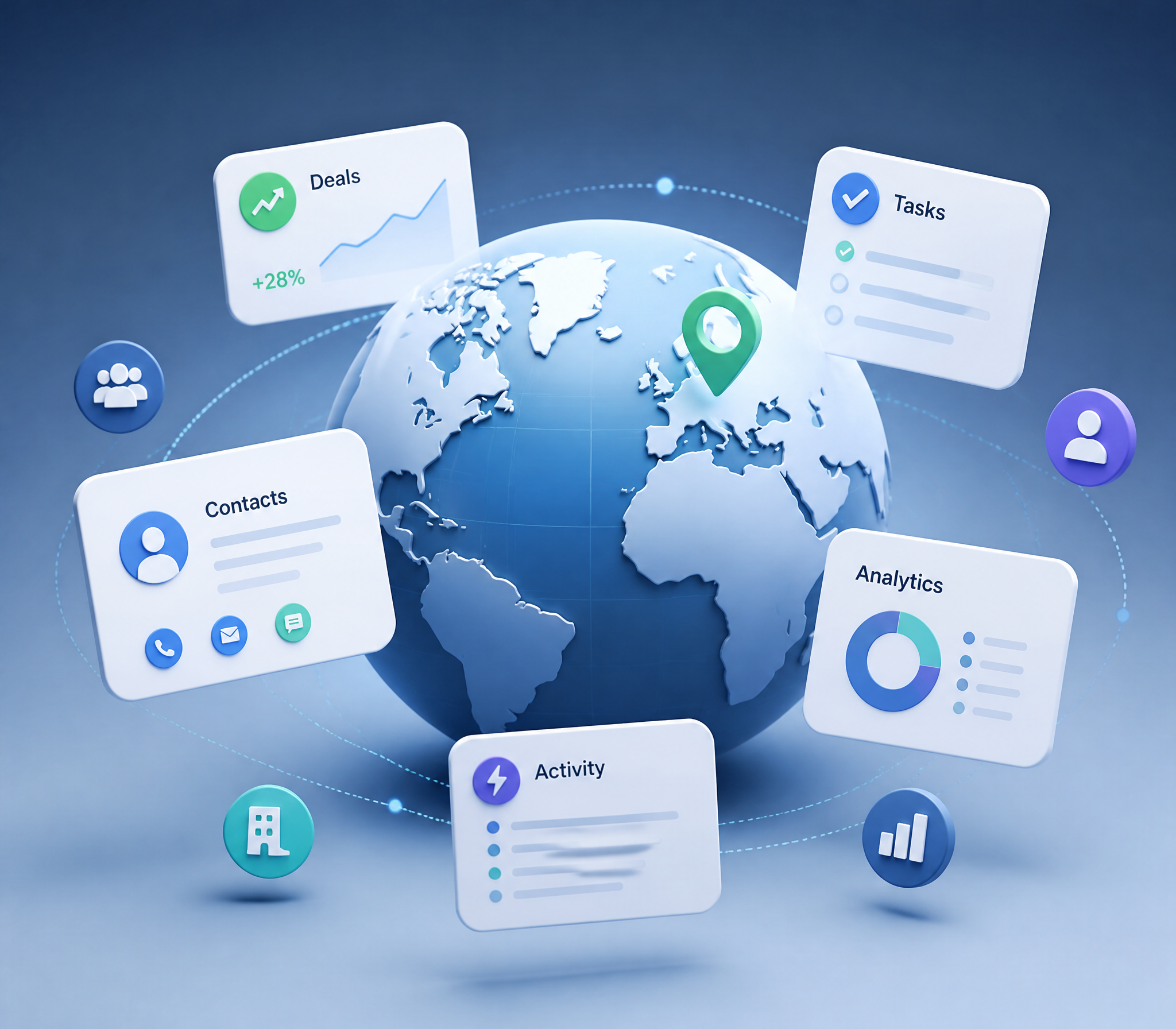 Global Business Management Dashboard 3D Concept