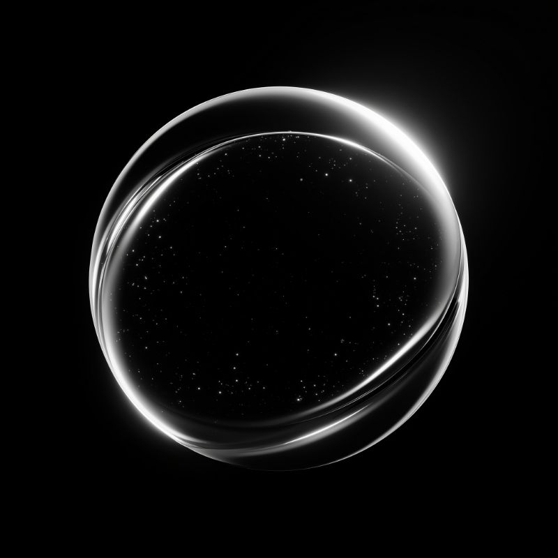 Glowing glass sphere with cosmic particles