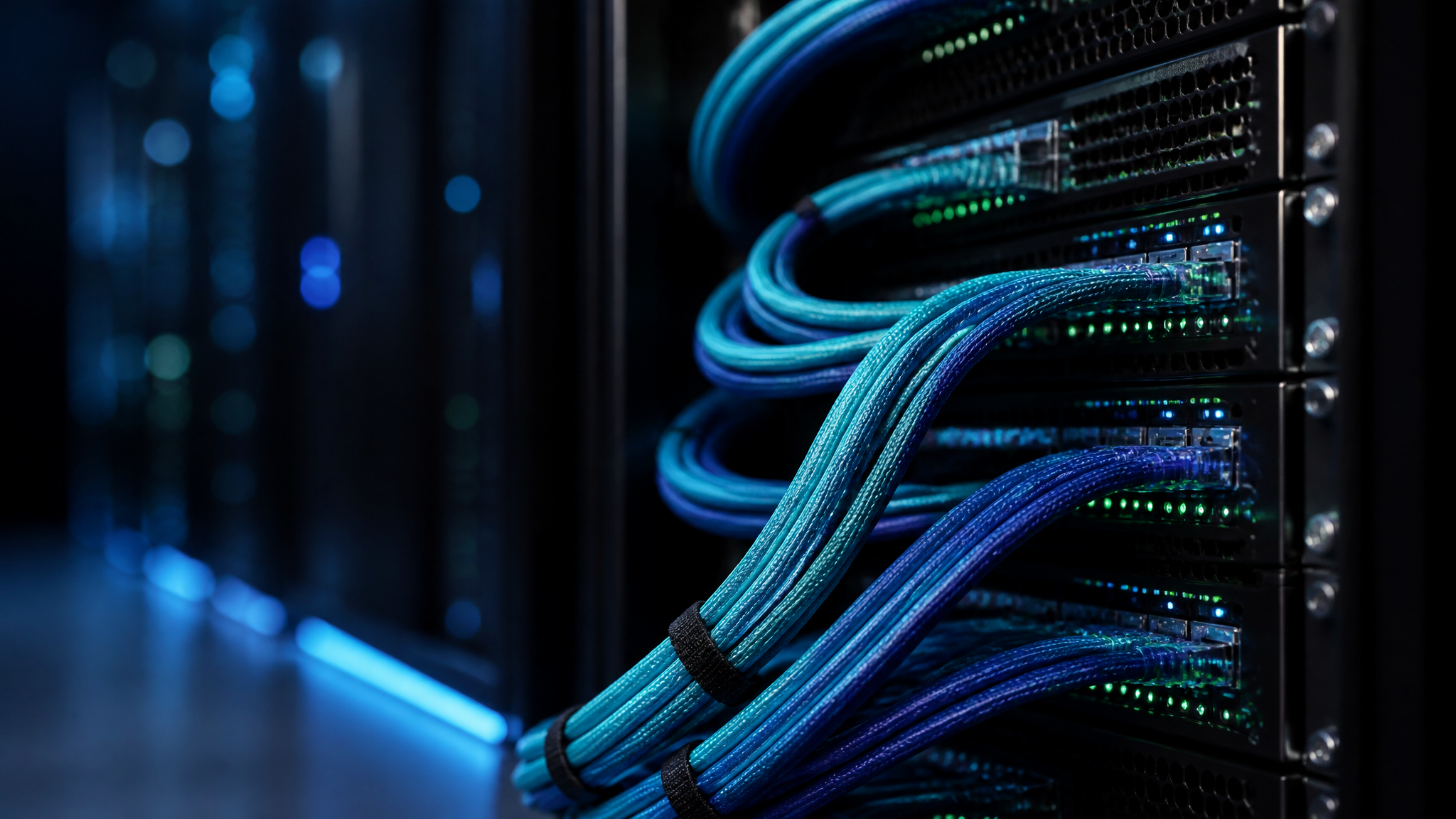 Data Center Server Cables Close-up