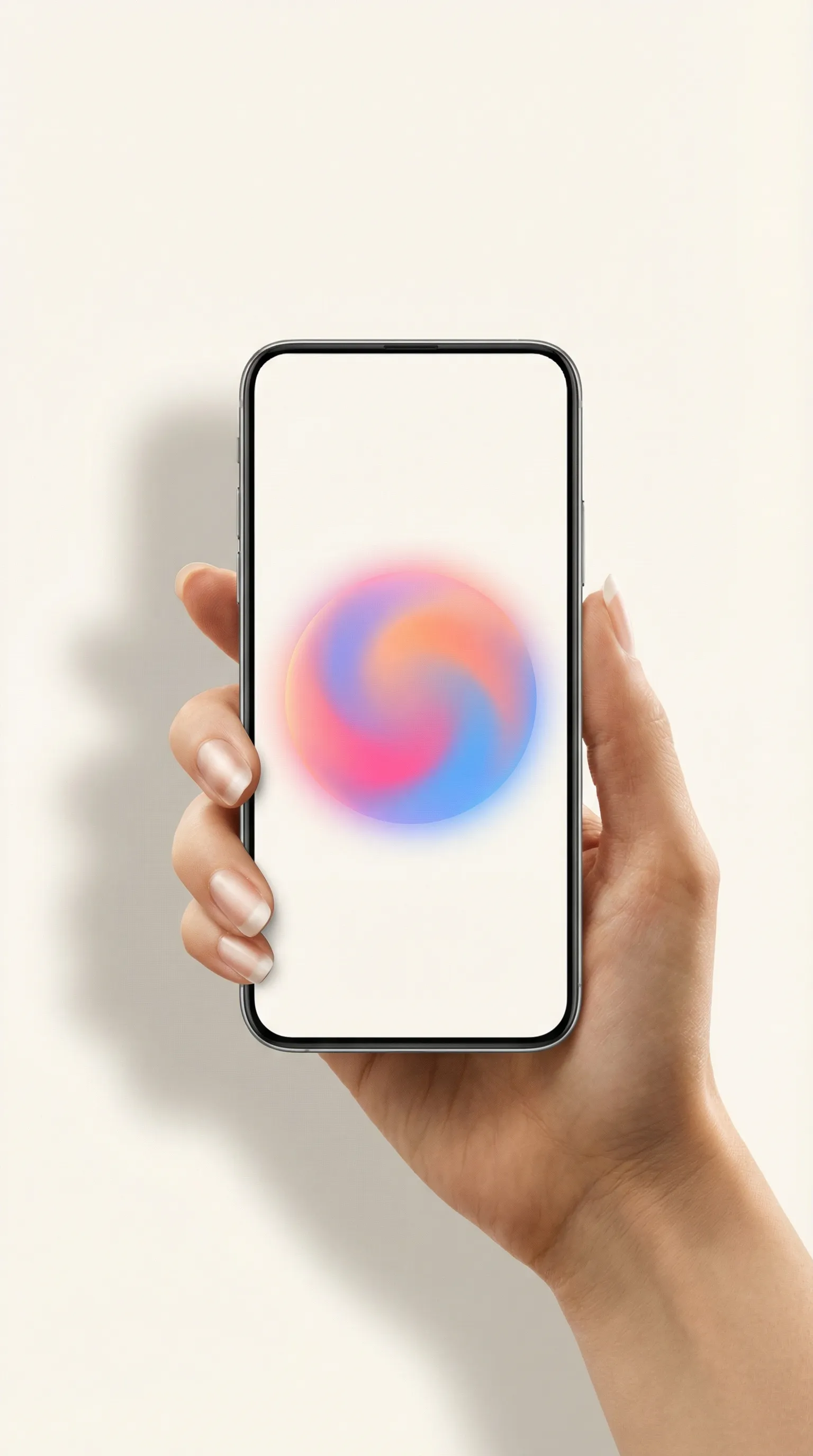 Hand Holding Smartphone With Colorful Swirl