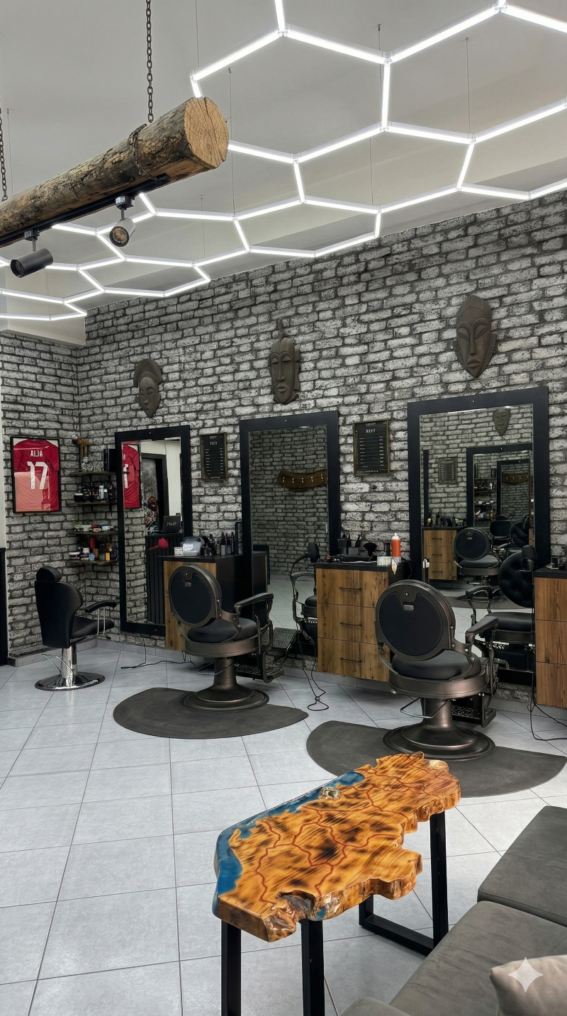 Modern Industrial Barbershop Interior