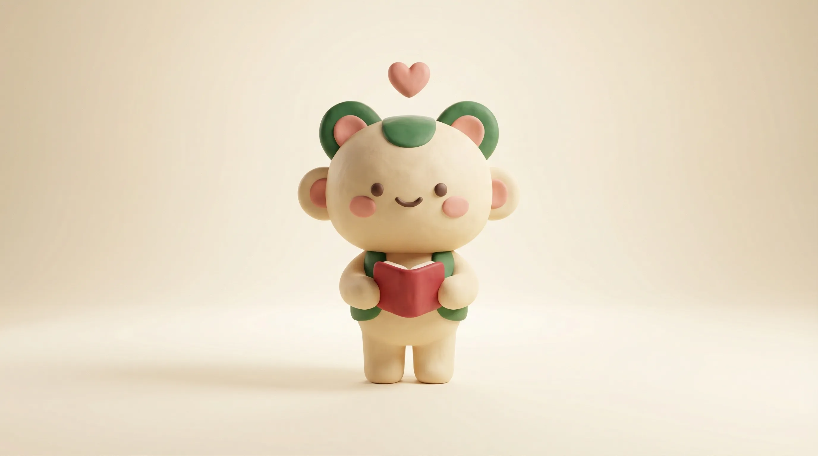 Cute 3D Character Reading a Book