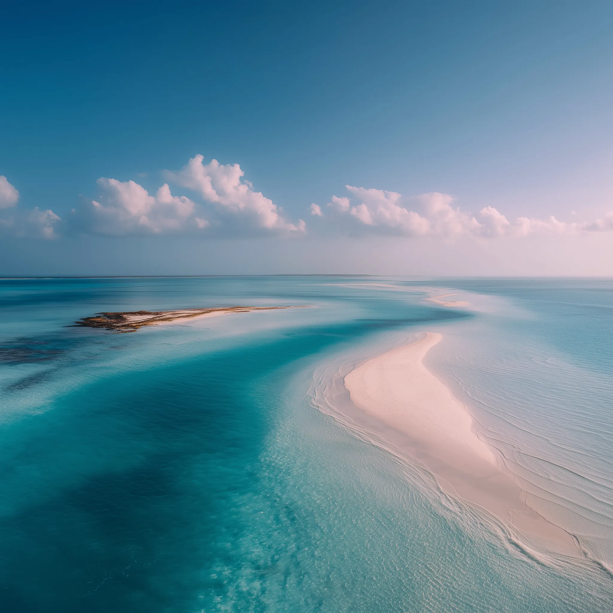 Aerial View of Tropical Sandbar and Turquoise Waters