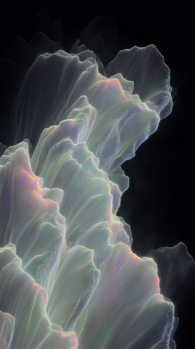 Iridescent Abstract Waves on Dark Background