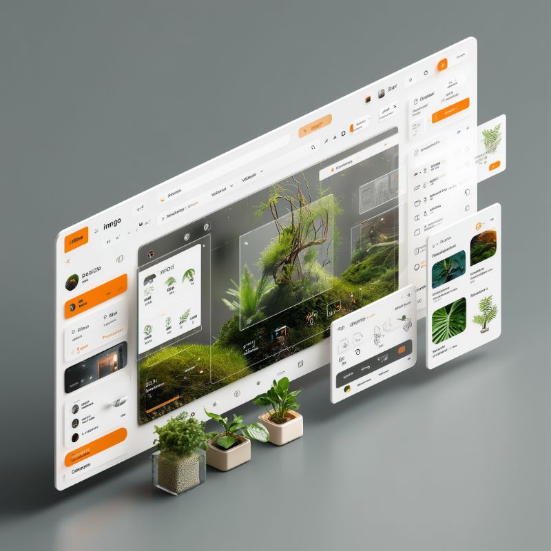 3D Mockup of Plant-Themed UI Dashboard
