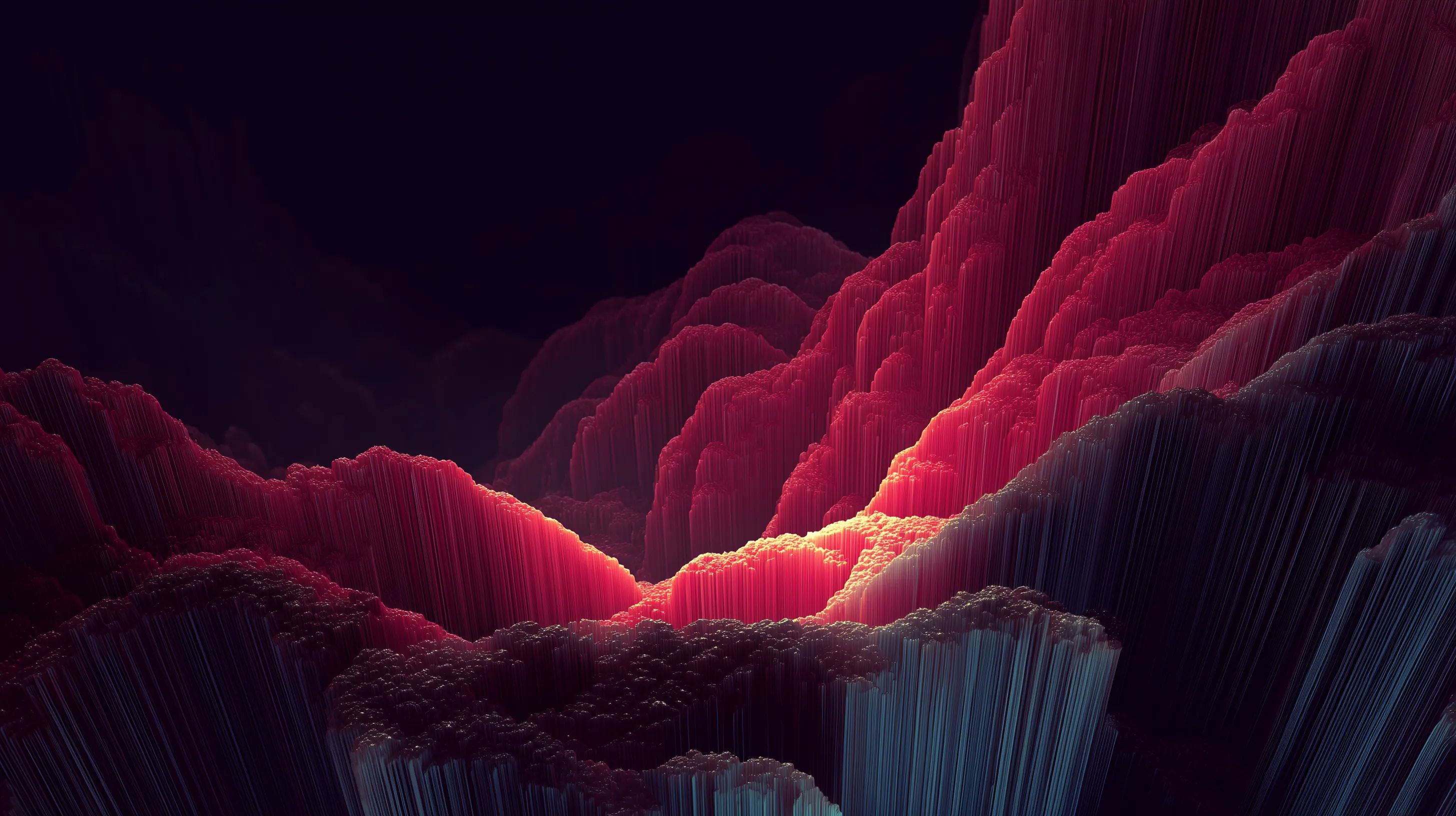 Abstract neon fractal mountain landscape