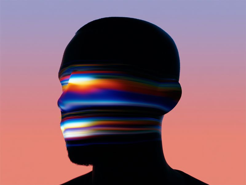 Abstract Silhouette with Glitched Spectrum
