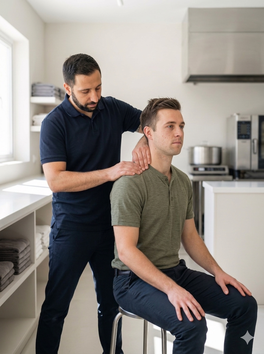 Lucas Jean, kinésithérapeute, en intervention terrain