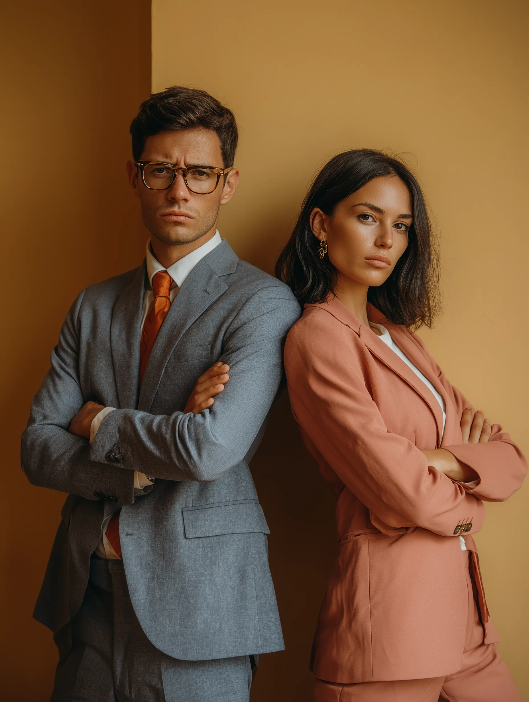 Confident business partners in stylish suits