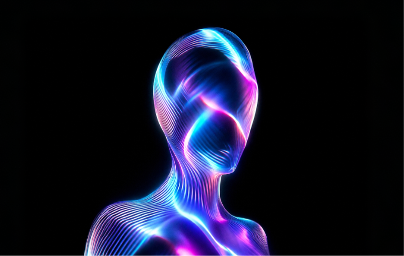 Futuristic Glowing Humanoid Silhouette